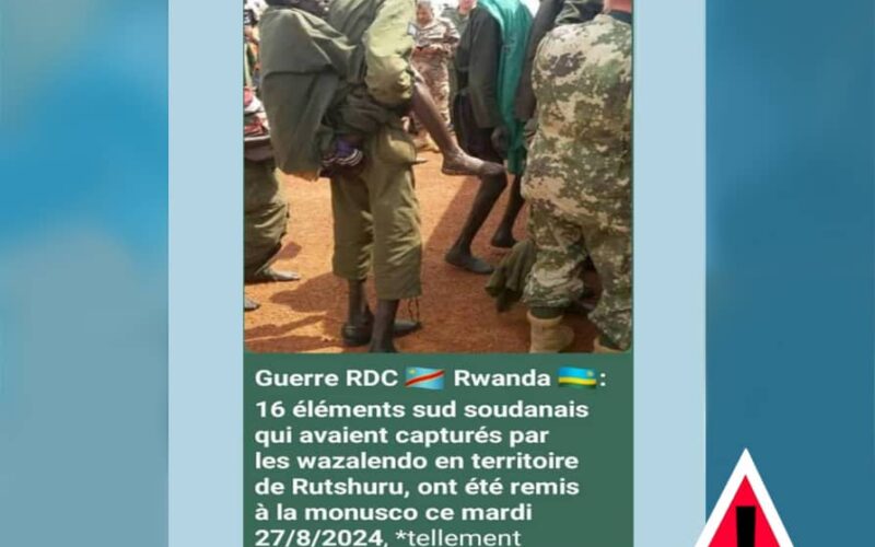 Aucun combattant Sud-soudanais n’a été capturé par les wazalendo à Rutshuru ou remis à la MONUSCO à Dungu